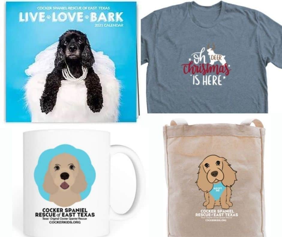 Cocker Spaniel Rescue of East Texas t-shirts and calendar