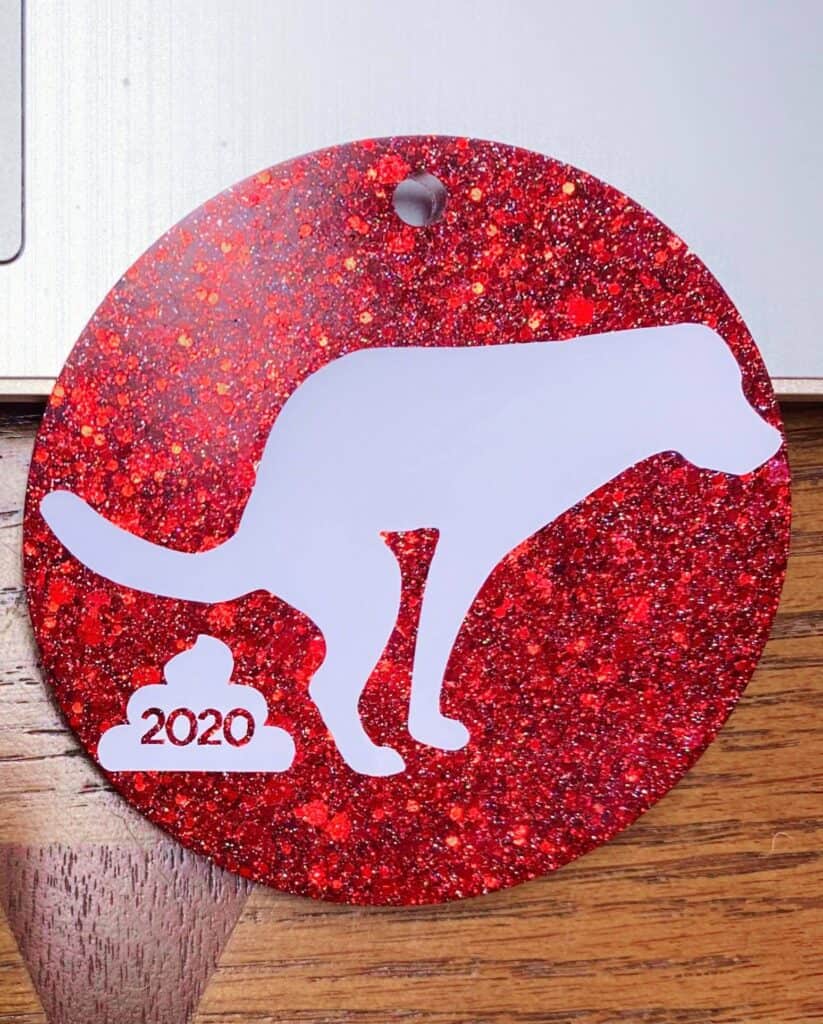 dog pooping 2020 christmas ornament