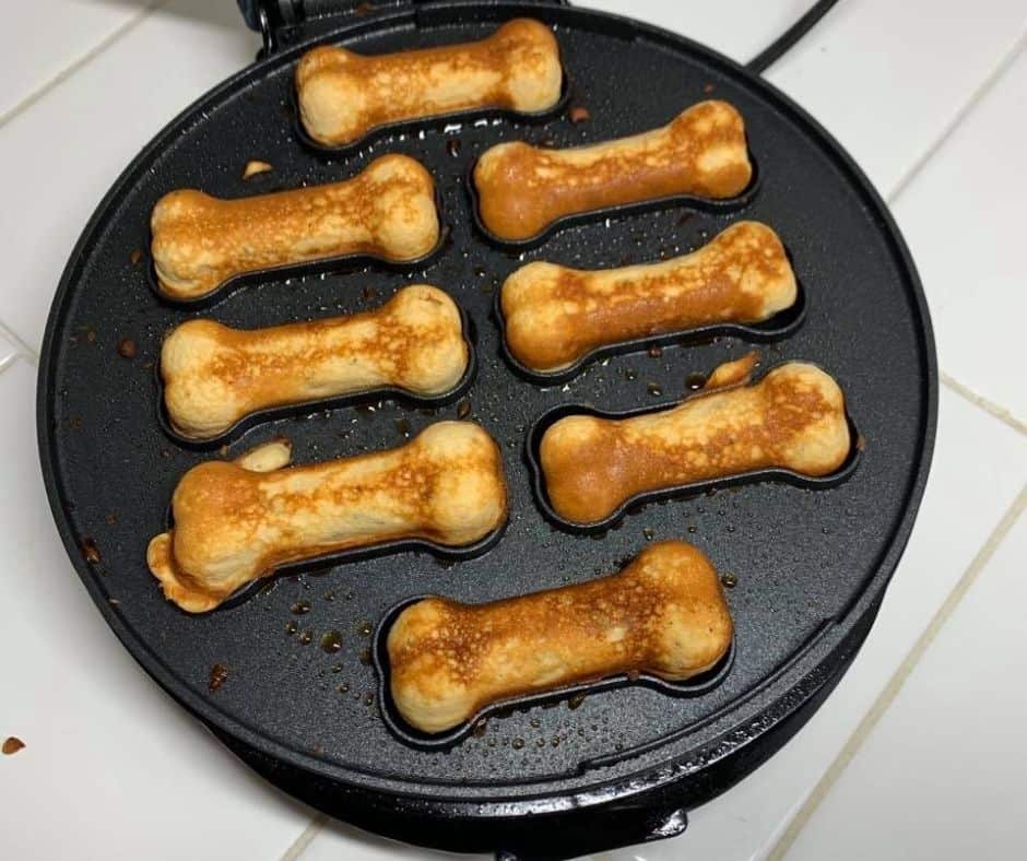 Treats cooking in the Dash Dog Treat Maker. 